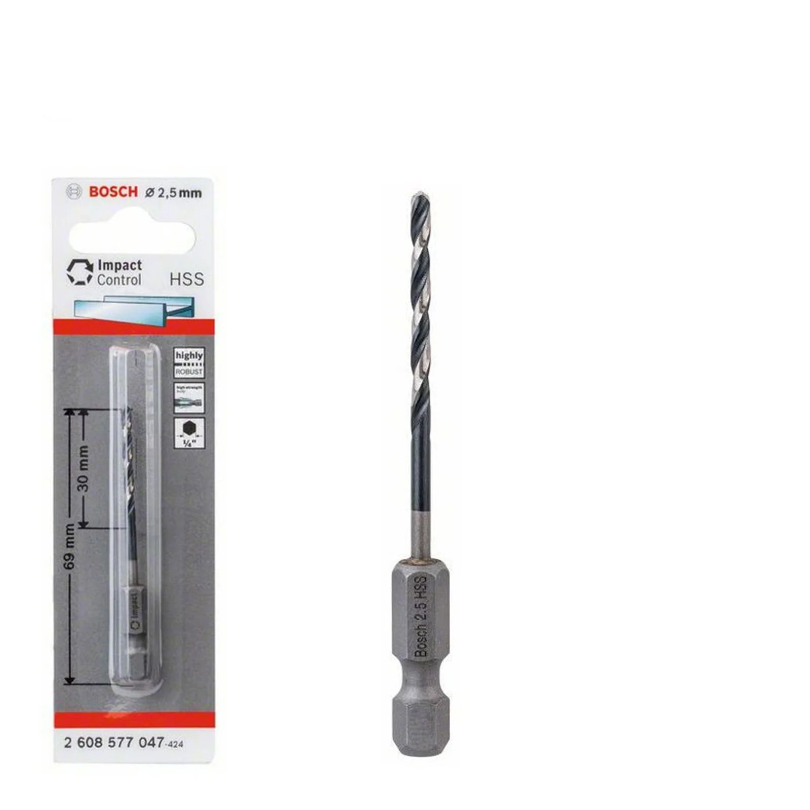 Bosch HSS HEX Shank Drill Bits Metal Steel 1/4" End Impact Control 2mm-10mm - Image 10