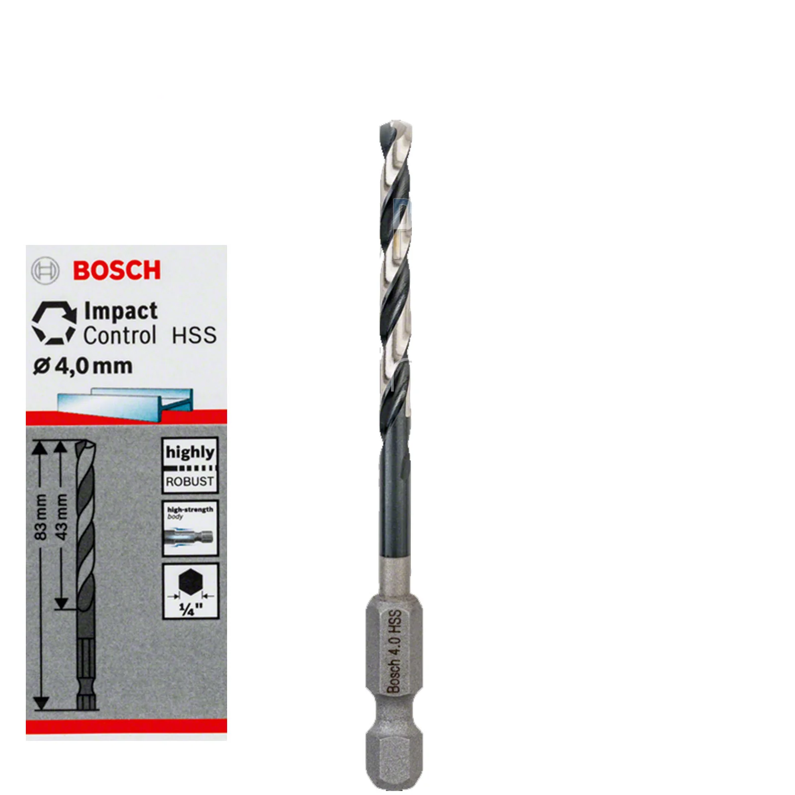 Bosch HSS HEX Shank Drill Bits Metal Steel 1/4" End Impact Control 2mm-10mm - Image 12