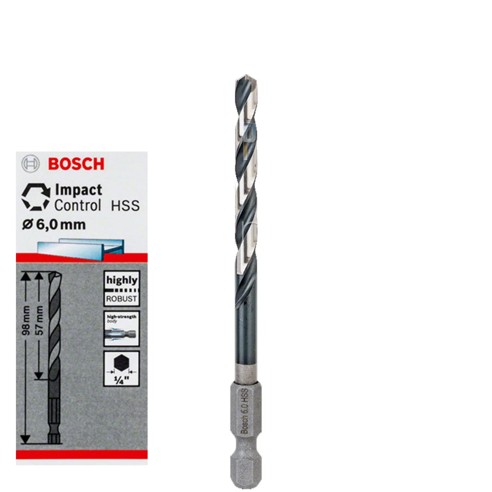 Bosch HSS HEX Shank Drill Bits Metal Steel 1/4" End Impact Control 2mm-10mm - Image 14