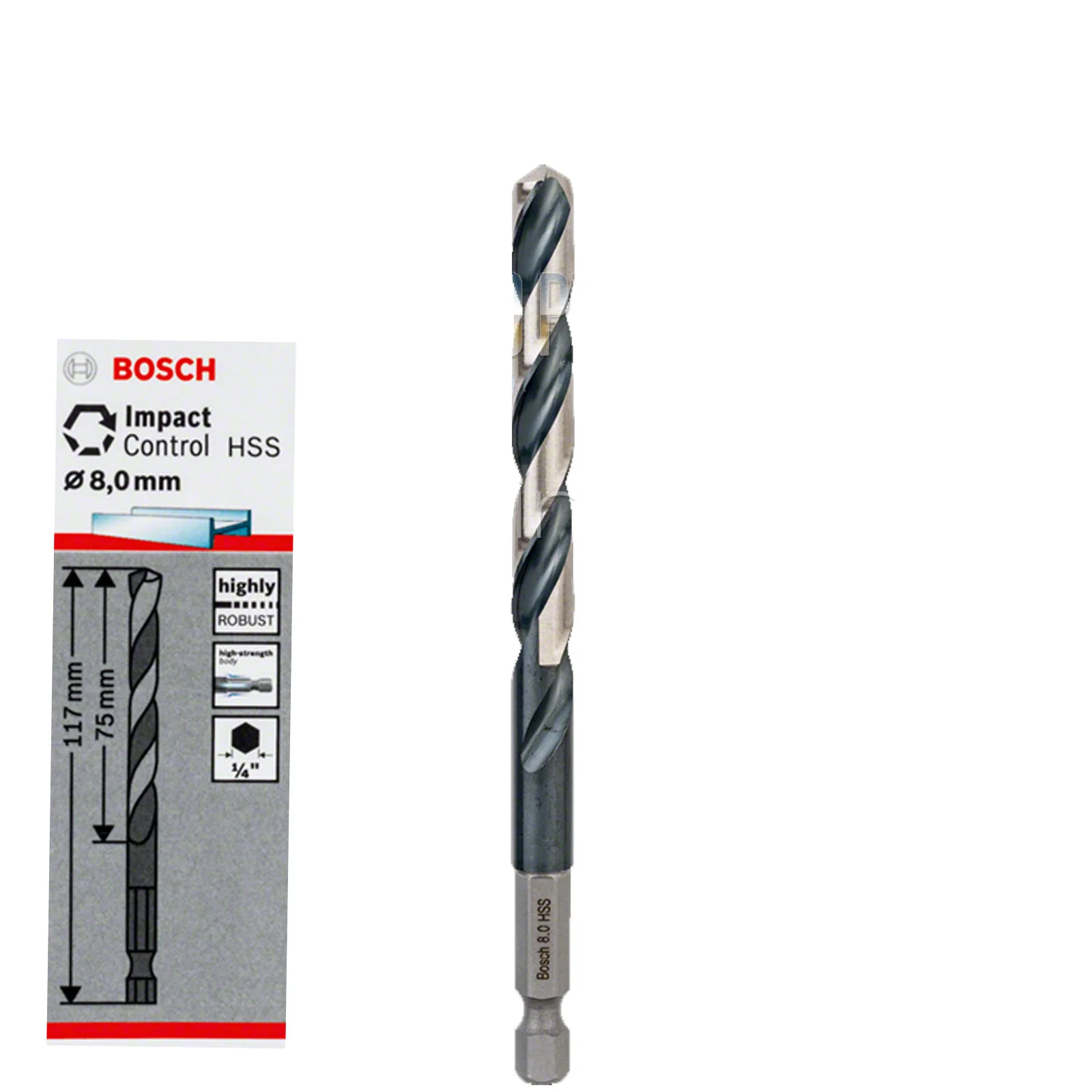 Bosch HSS HEX Shank Drill Bits Metal Steel 1/4" End Impact Control 2mm-10mm - Image 16