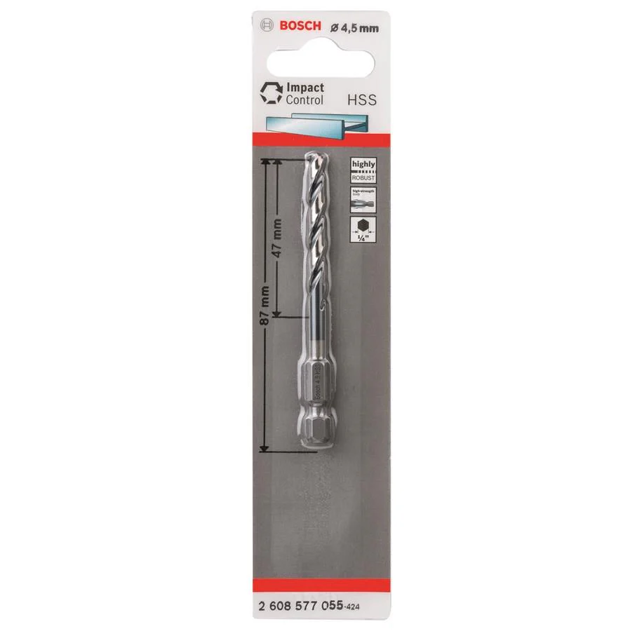 Bosch HSS HEX Shank Drill Bits Metal Steel 1/4" End Impact Control 2mm-10mm - Image 3