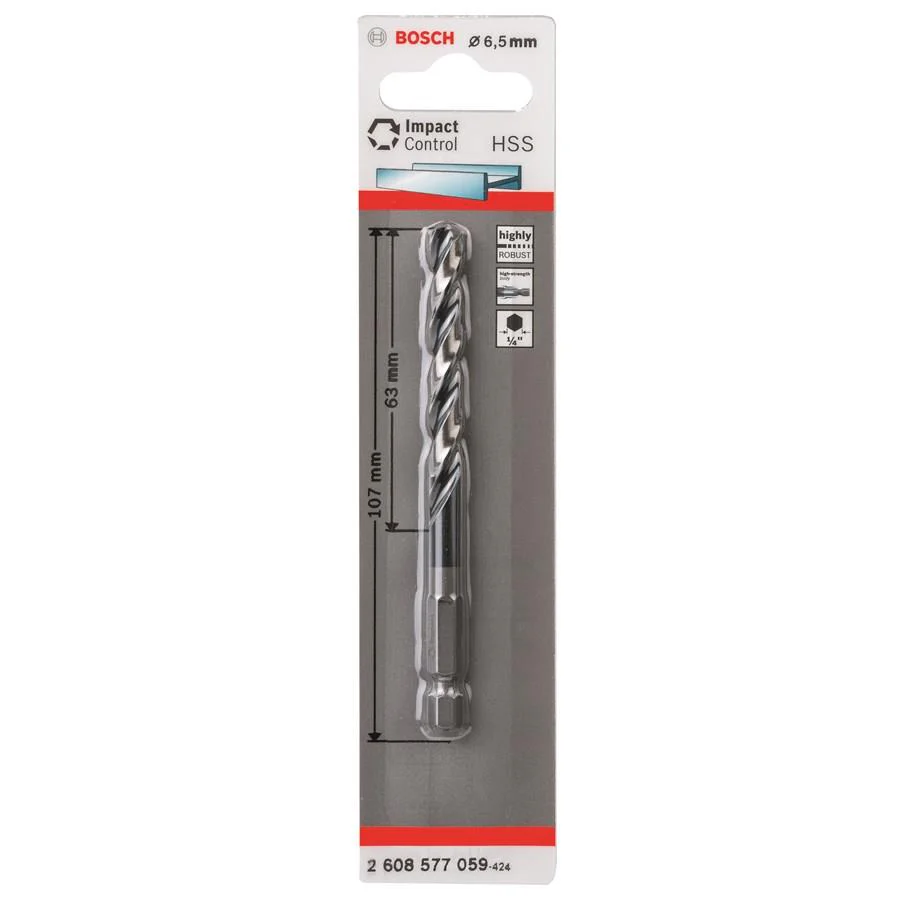 Bosch HSS HEX Shank Drill Bits Metal Steel 1/4" End Impact Control 2mm-10mm - Image 5