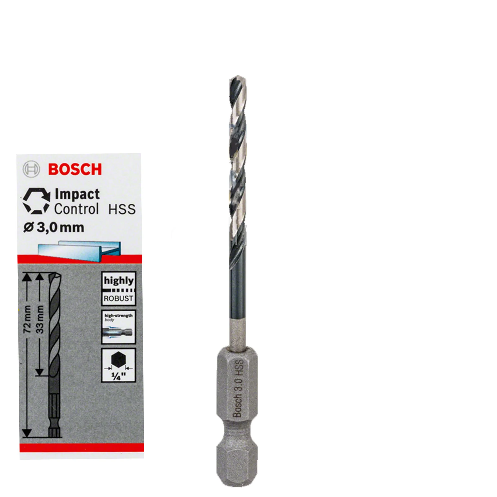 Bosch HSS HEX Shank Drill Bits Metal Steel 1/4" End Impact Control 2mm-10mm - Image 7