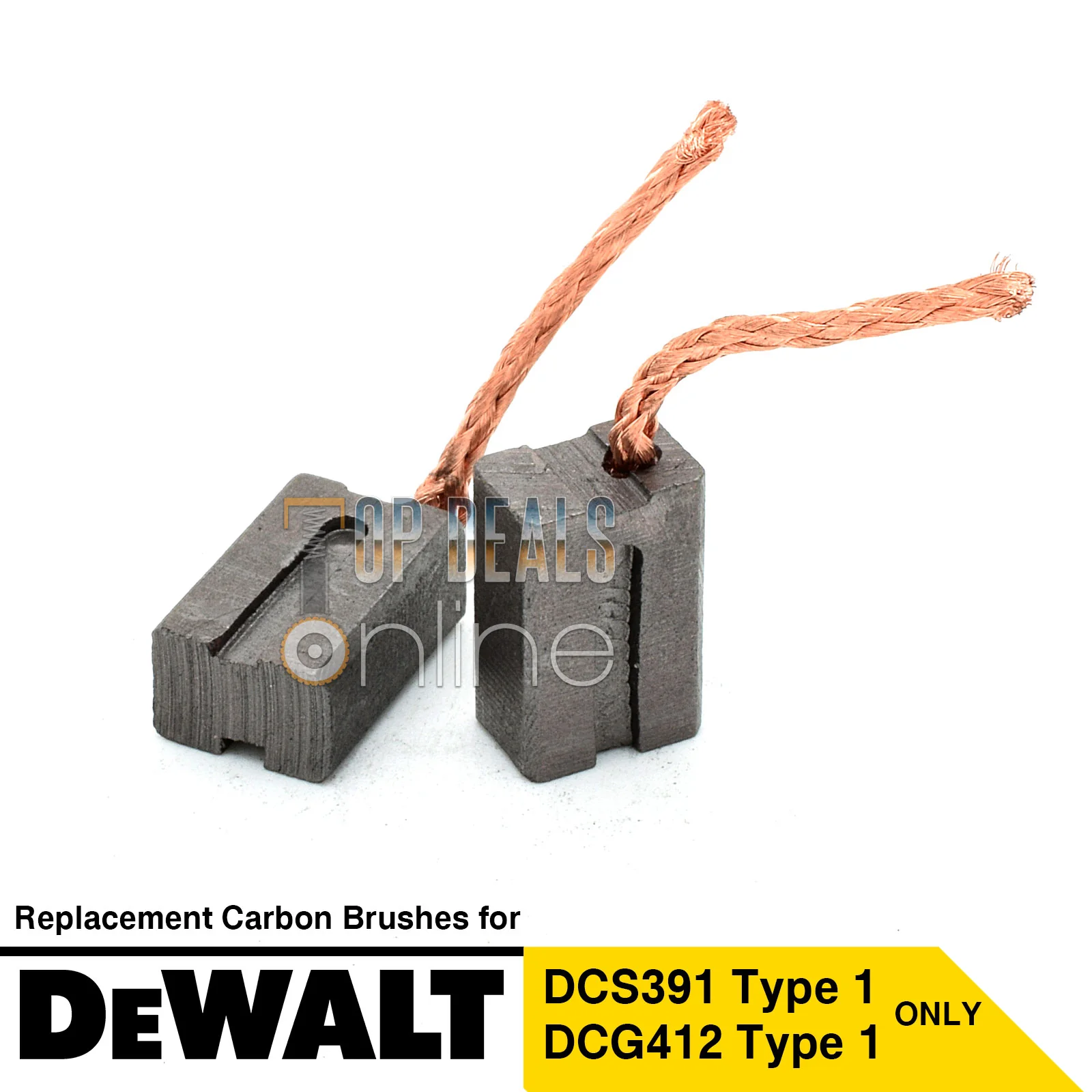 Carbon Brushes DeWALT DC411 DCG412 DCS320 DCS380 DC390 DCS391 Type 1 610126-00 - Image 2