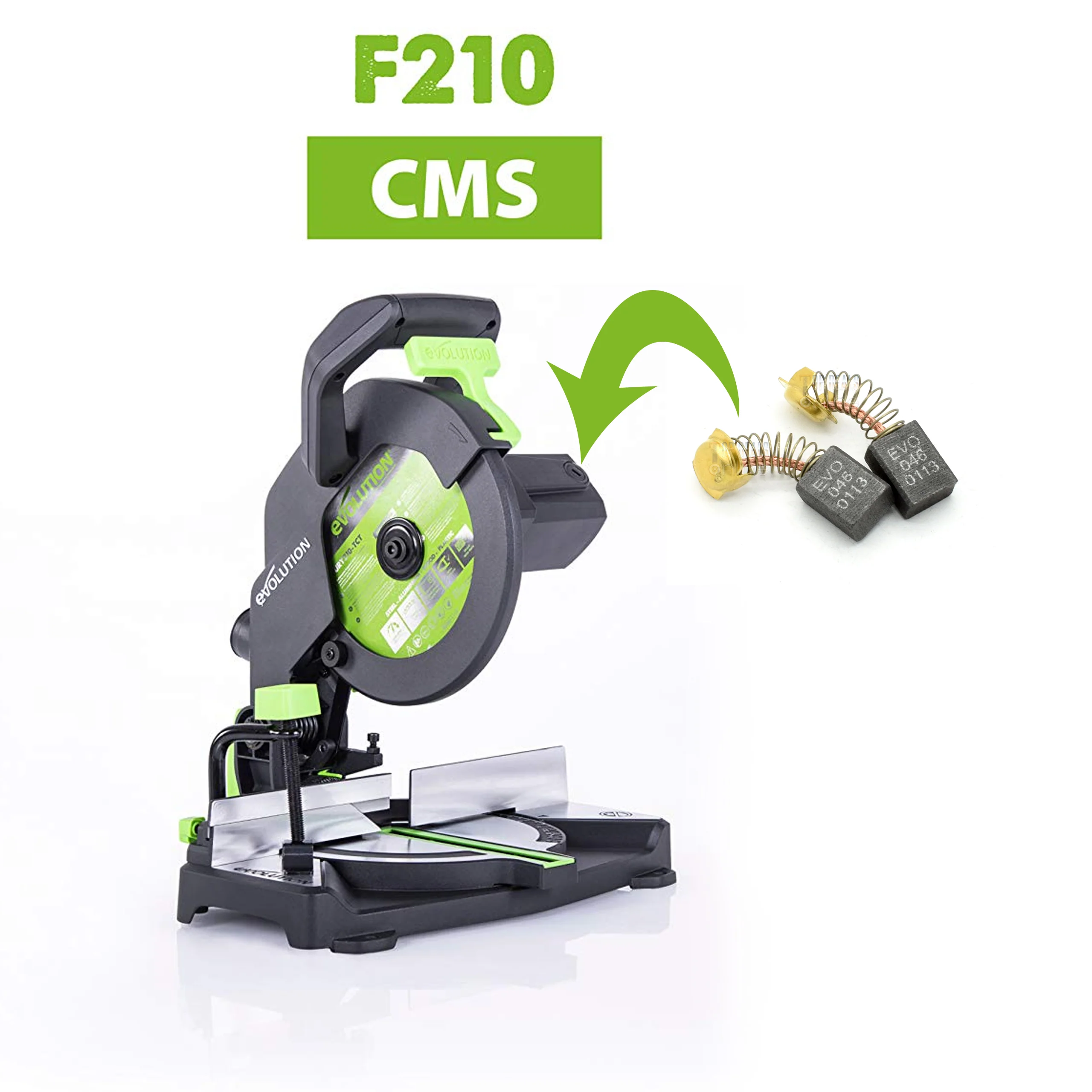 Carbon Brushes for Evolution R210CMS F210CMS 210mm TCT Compound Sliding Mitre Saw - Image 4