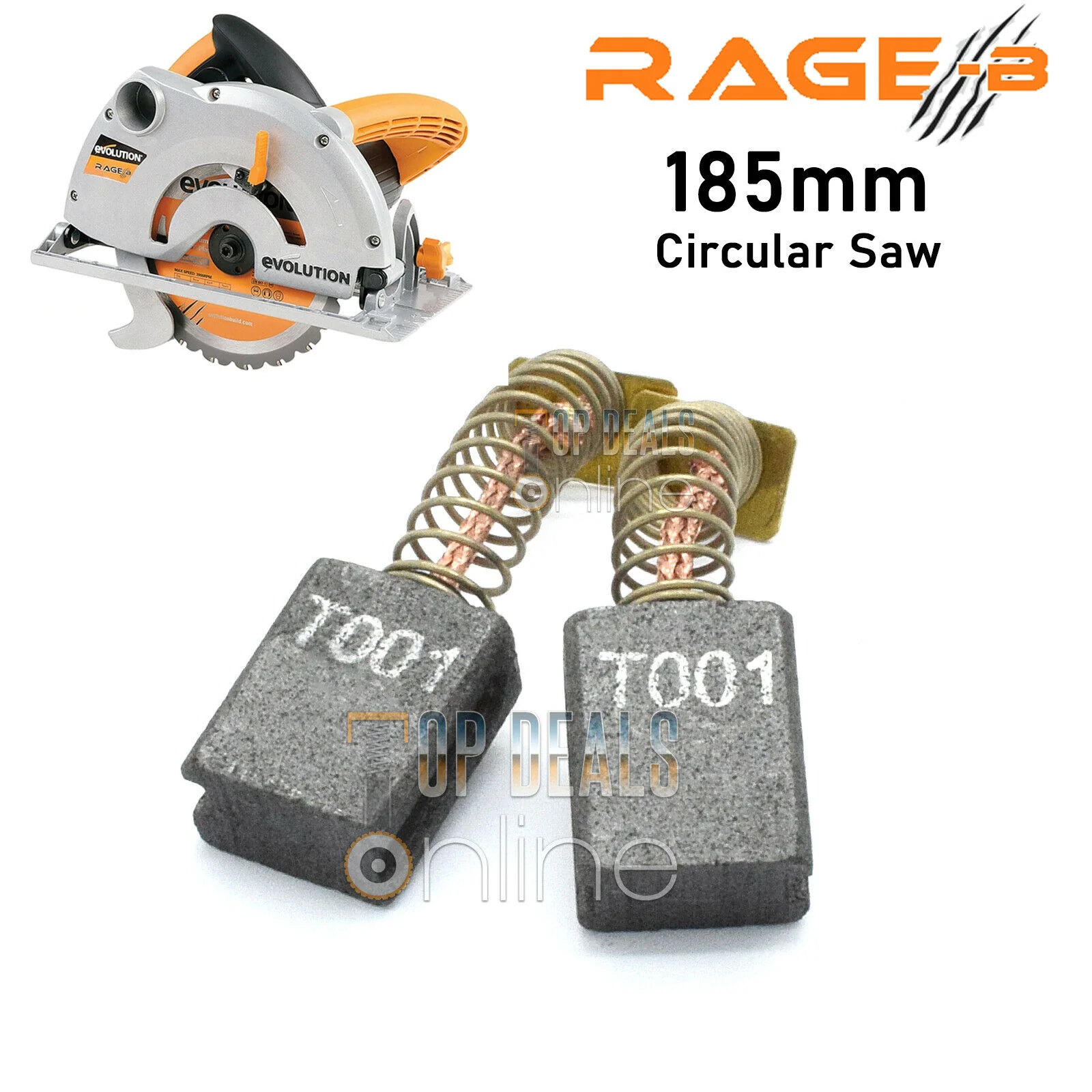 Carbon Brushes for Evolution FURY1-B, FURY, RAGE-B & RAGE1-B to fit 185mm Circular Saws 1200w Original - Image 2