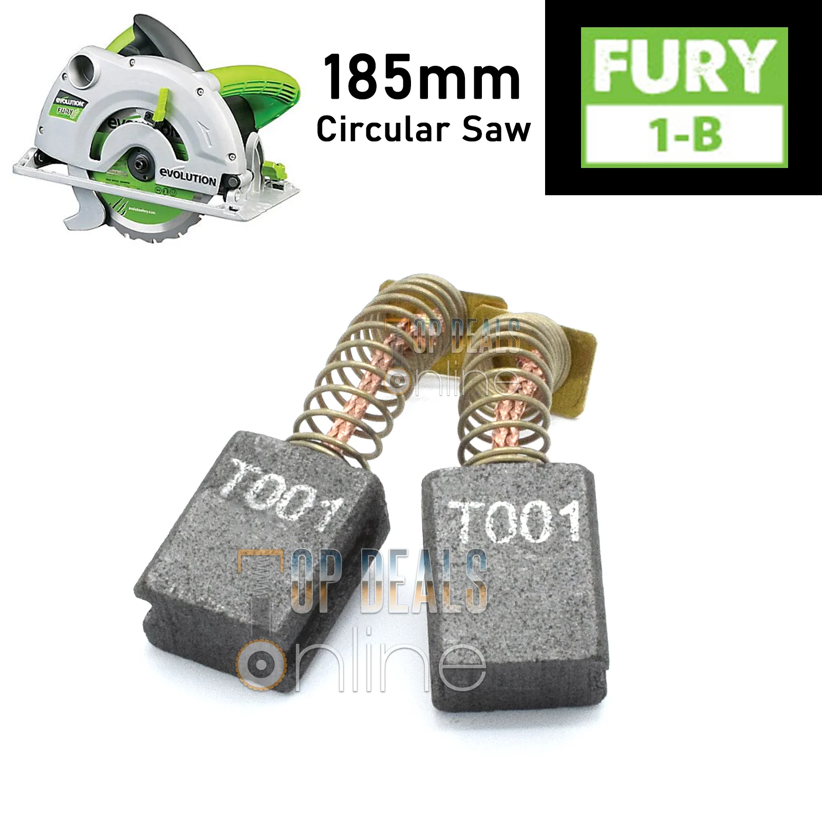 Carbon Brushes for Evolution FURY1-B, FURY, RAGE-B & RAGE1-B to fit 185mm Circular Saws 1200w Original - Image 3