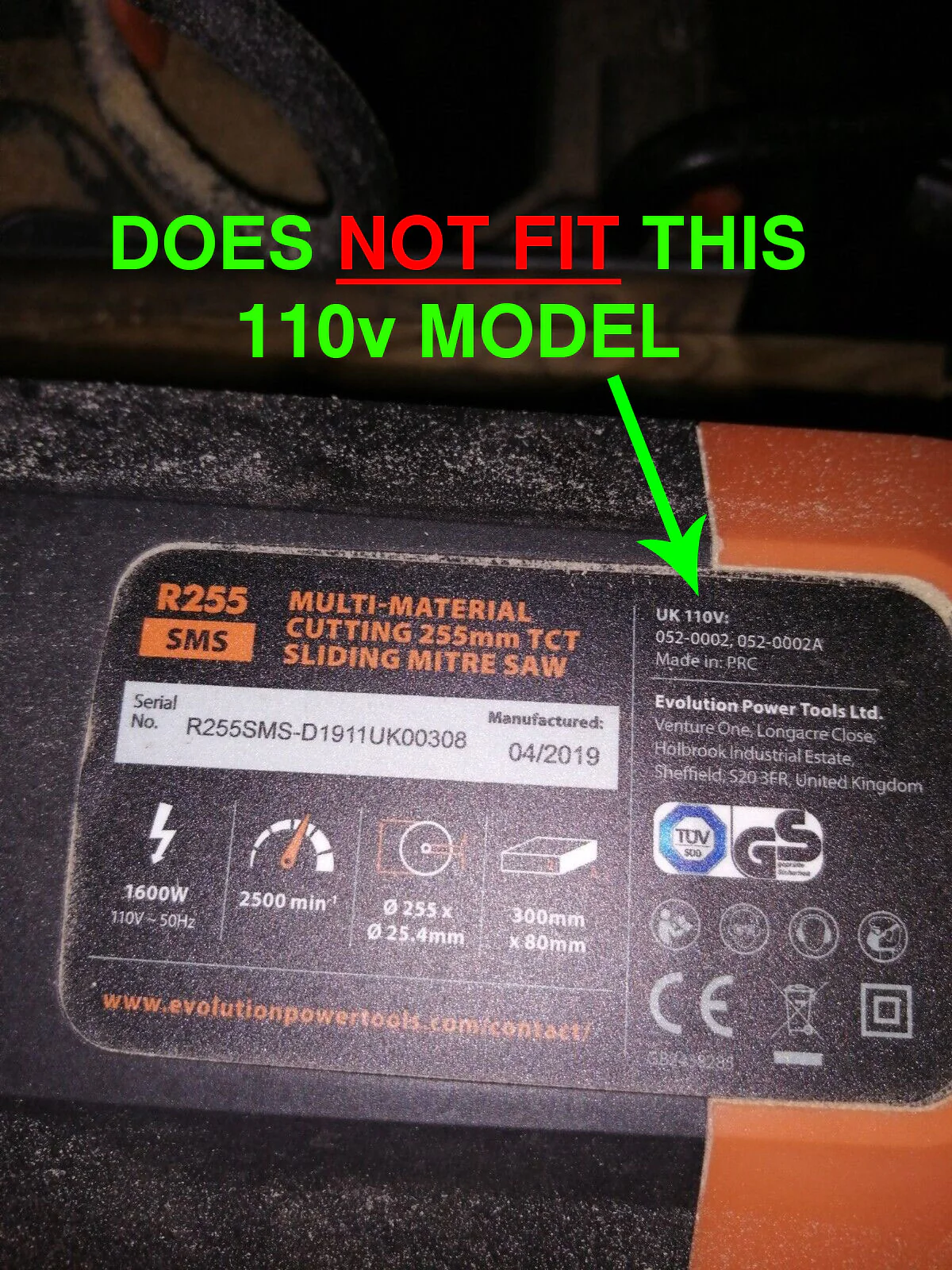 Carbon Brushes for Evolution R255SMS R255SMS+ 255mm TCT Sliding Mitre Saw 240v ONLY - Image 3