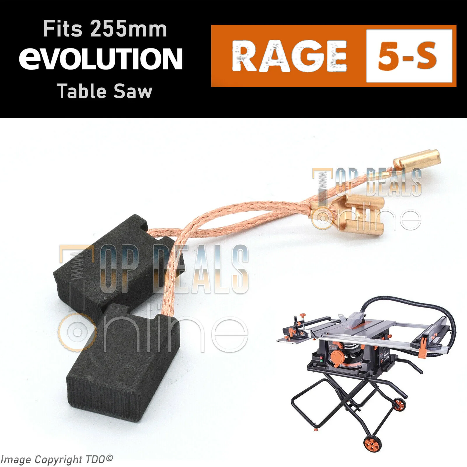 Carbon Brushes for Evolution R255PTS and RAGE 5-S for Multipurpose 255mm Table Saw 1500W - Image 2