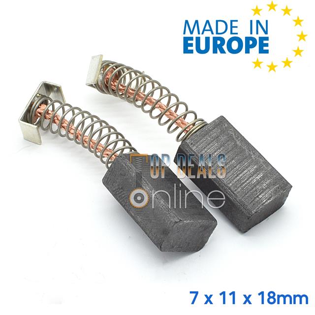 Generic Carbon Brushes 7 x 11 x 18mm for Drills Saws Paddle Mixers Lawnmowers