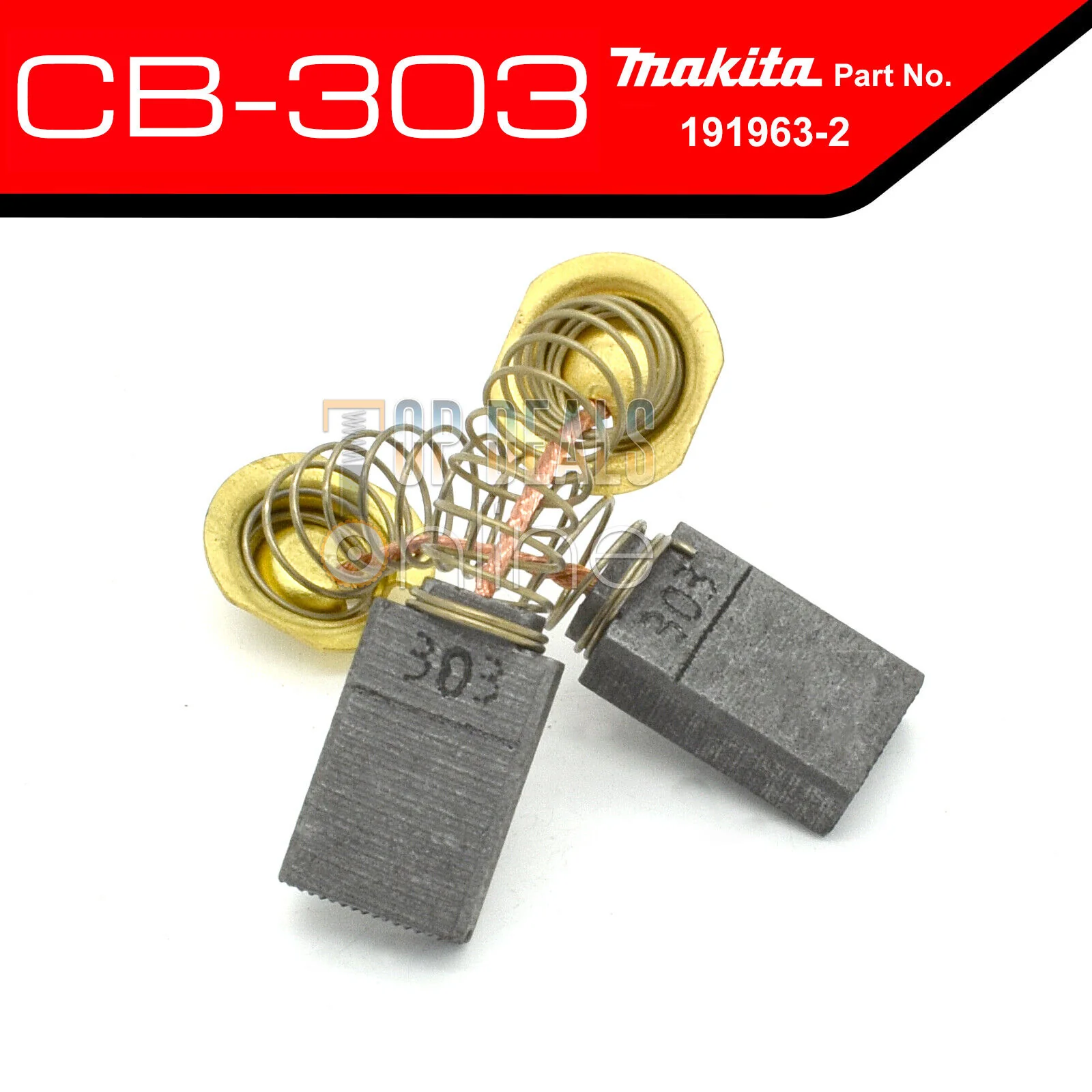 GENUINE Makita Carbon Brushes for 9403 9404 9921 9903 9920 Belt Sander CB303 - Image 2
