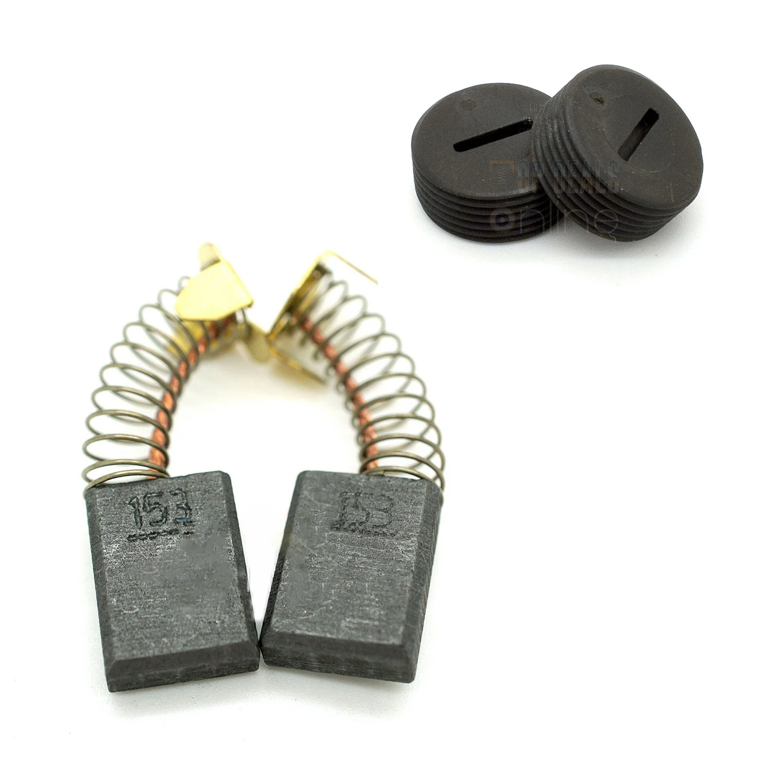Carbon Brushes for Makita LS1013 Mitre Saw & Genuine Makita Carbon Brush Caps CB153