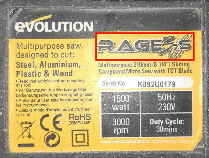 OEM Evolution RAGE 3s Carbon Brushes & Fury 3-S 210mm Sliding Mitre Saw 030-0254 - Image 4